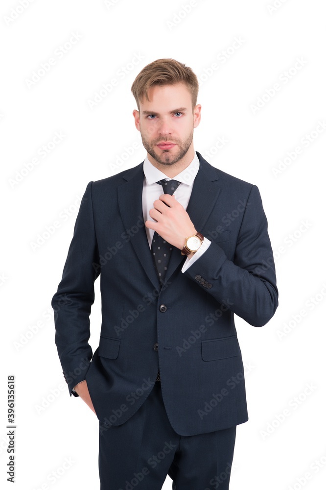 all must be perfect. ceo has successful business. modern formal style. handsome businessman in suit. male office fashion. boss isolated on white. groomed guy wear elegant apparel. barbershop salon all must be perfect. ceo has successful business. modern formal style. handsome businessman in suit. male office fashion. boss isolated on white. groomed guy wear elegant apparel. barbershop salon