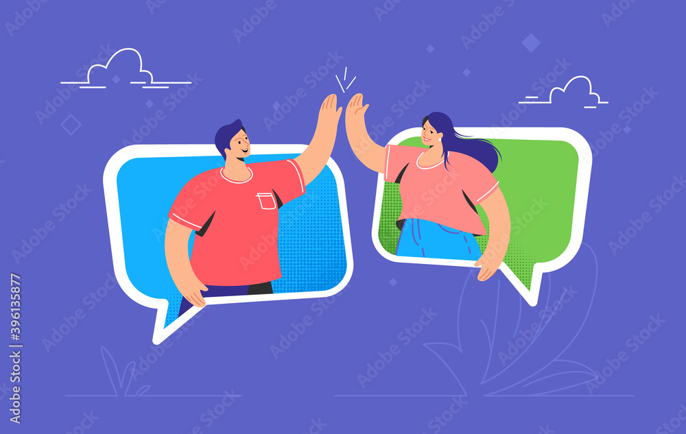 Online speaking concept chatting with friends Vector Image