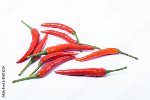 A group of red chili. Isolated on white background