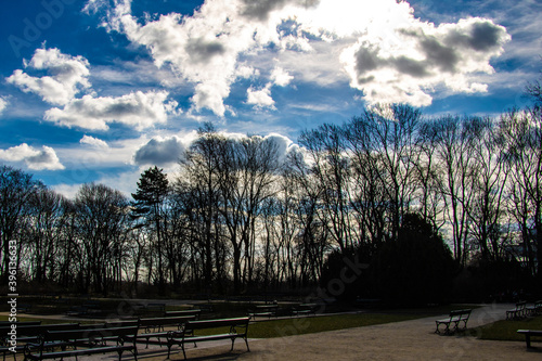 Beautiful view of the park and the sky in spring or summer.