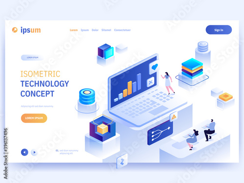 Vector landing page of Isometric Technology concept