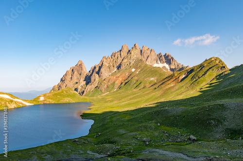 Tobavarchkhili lake, Egrisi mountains, Svaneti, Georgia photo