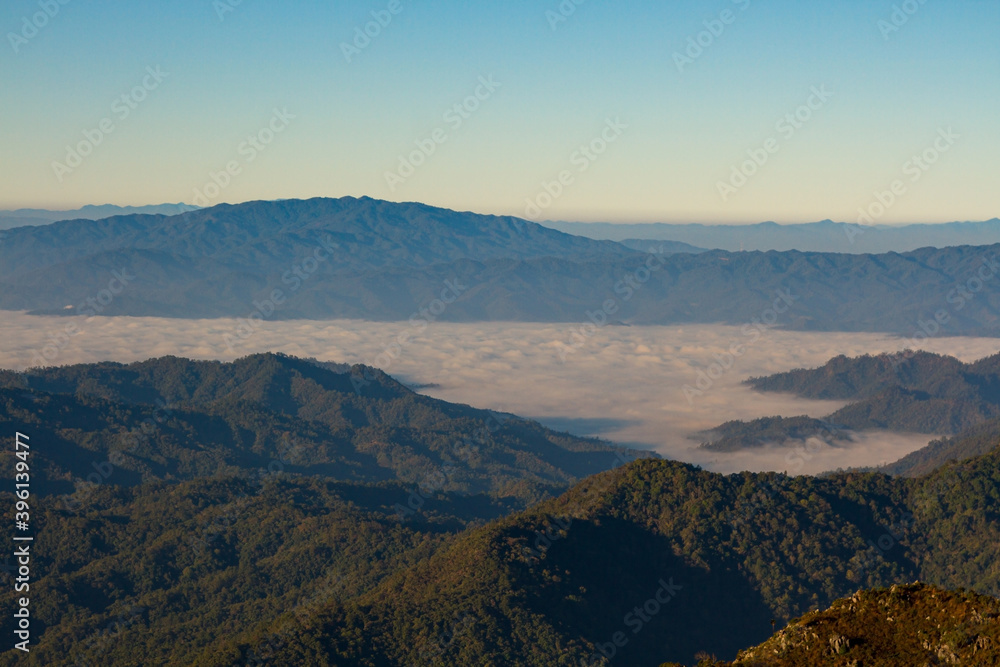 Morning Fog on mountain Doi Luang Chiang Dao at Chiang Mai province in Thailand is a very popular for photographer 