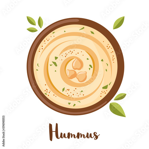 Vector Chickpeas hummus icon in flat style isolated on white.