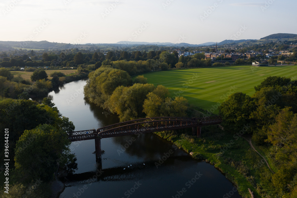 Fototapeta premium Monmouth Viaduct an old derelict railway viaduct bridge crossing the river Wye in Monmouthshire Wales.