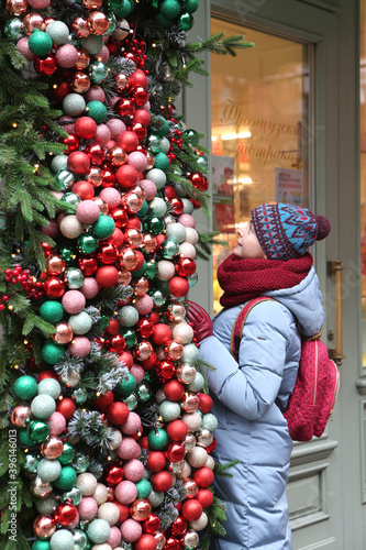 New Year's decor, Christmas decoration of restaurant 