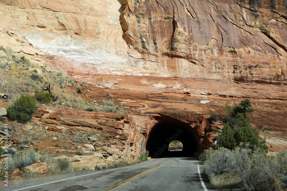 Tunnel in cliff - Colorado National Monument