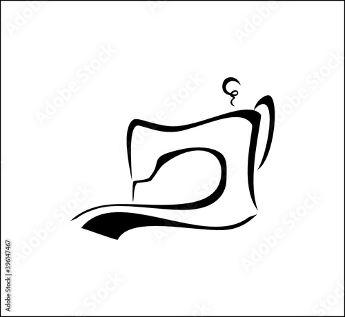 sewing machine logo one line, silhouette