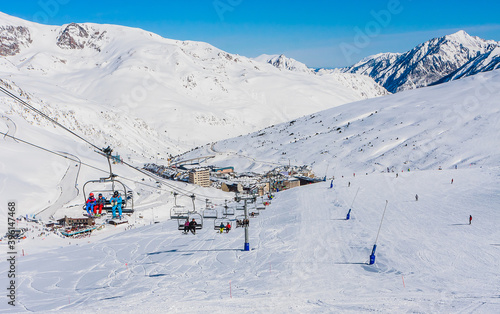 Obraz na płótnie Pas de la Casa, Andorra, winter Grandvalaria ski area, Andorra, Europe w salonie