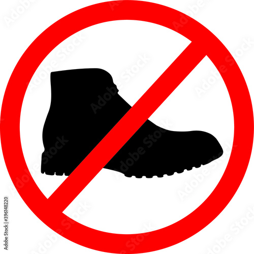 Please take off your outdoor shoes or do not enter with boots vector sign. Simple illustration for door entrance.