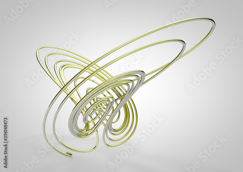 Attractor illustrations, dynamical systems, 3D render