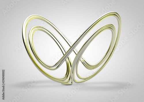 Attractor illustrations, dynamical systems, 3D render