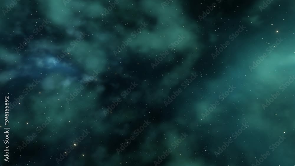 CGI Loopable Animation Space Travel Through Blue and Green Nebula Clouds and Star Clusters. CGI Loopable Animation Space Travel Through Blue and Green Nebula Clouds and Star Clusters.