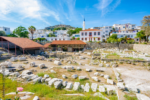 Fotografie Ruin of Mausoleum is the tomb of Carian Satrap Mausolos in Bodrum Town