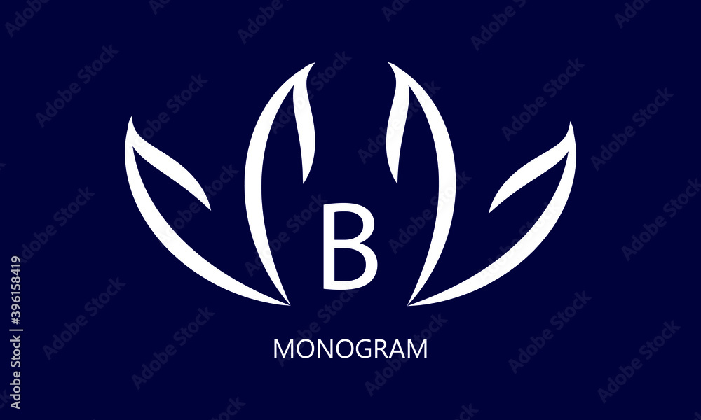 Obraz premium Elegant minimalist logo with the letter B. Exquisite business sign, monogram identical to a restaurant, boutique, hotel, jewelry.