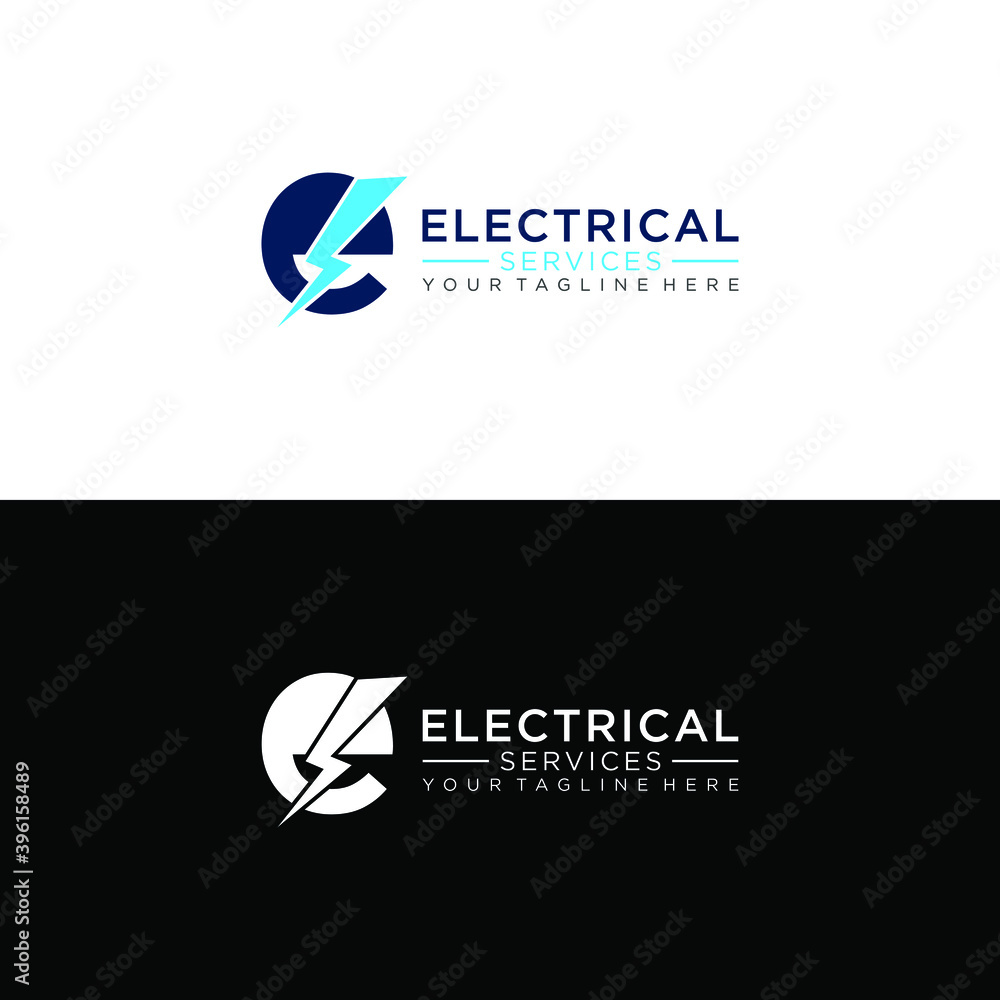 Energy letter E logo with lightning shape icon design template element ...
