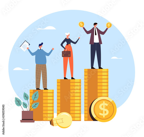 Salary income finance difference rights corporate injustice unequal payment concept. Vector flat graphic design illustration