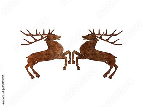 Two red deer stags fighting 