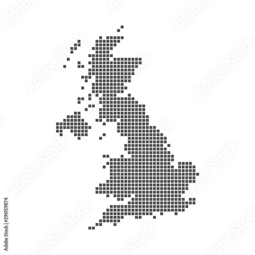 Pixel mosaic map of United Kingdom. Halftone design. Vector illustration.