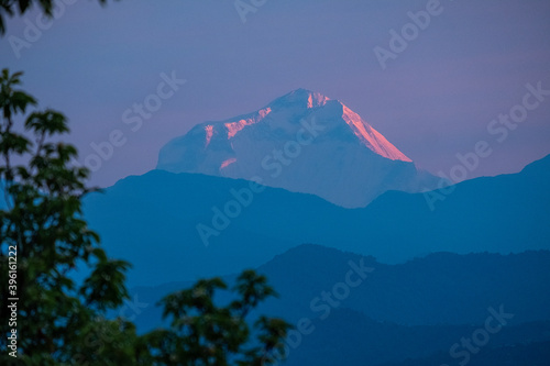 Mount Dhaulagiri in the holy morning glow, Nepal