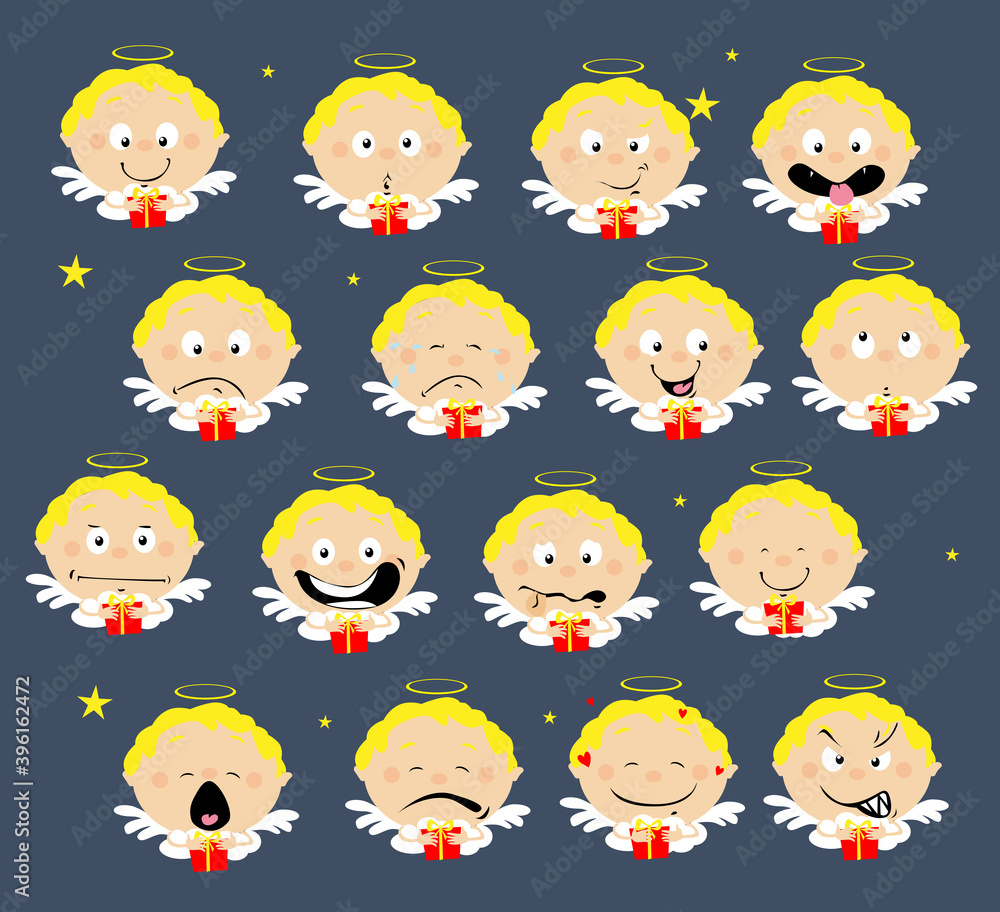 Little Jesus Angel with Gift Emoticon Simple Illustration Little Jesus Angel with Gift Emoticon Simple Illustration