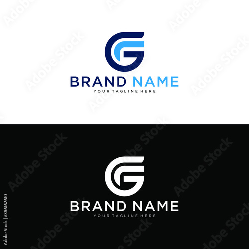 FG or GF F G abstract monogram logo vector template on a black and white background.