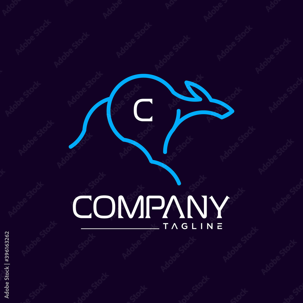 Kangaroo logo with line art style for delivery logo Kangaroo logo with line art style for delivery logo