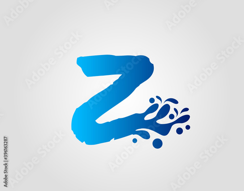 Letter Z With Splash Water Logo Template Vector.