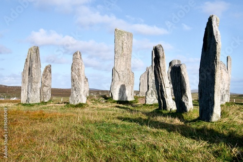 Mystical Callanish Standing Stones circle on the Isle of Lewis, Outer Hebrides in the late afternoon