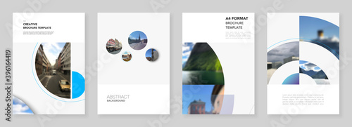 A4 brochure layout of covers design templates for flyer leaflet, A4 brochure, report, magazine cover, book design with abstract circle banners. Social media web banner. Social network photo frame.