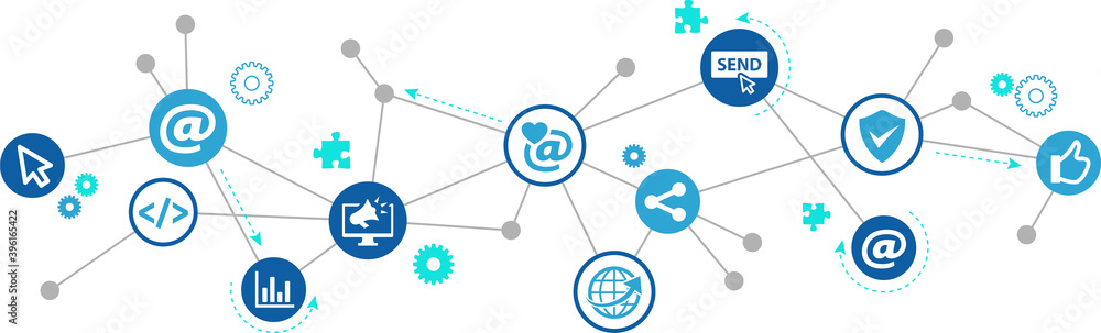 email marketing vector illustration. Concept with connected icons related to e-mail communication strategy, e mail marketing software or tool, electronic communication or newsletter. email marketing vector illustration. Concept with connected icons related to e-mail communication strategy, e mail marketing software or tool, electronic communication or newsletter.