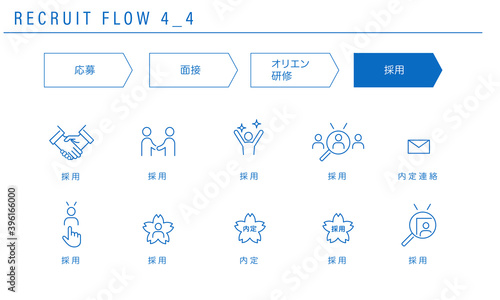 採用の流れのシンプルなアイコンセット4_4（採用）