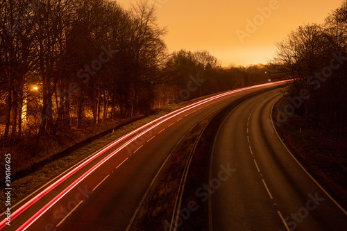 Night lights on the highway, England Burton on Trent