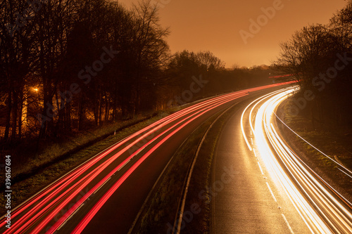 Night lights on the highway, England Burton on Trent