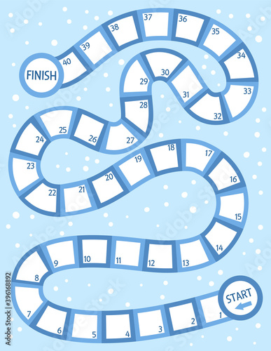 Vector boardgame template. Blank black and white board game isolated on white background. Preschool printable educational activity or worksheet sample. Playing field illustration.