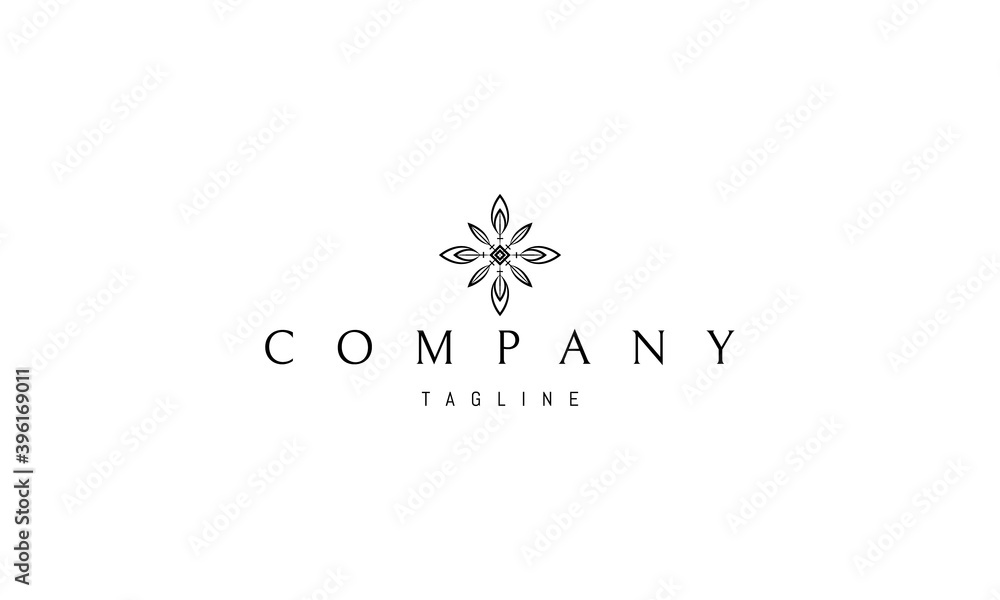 Vector logo on which an abstract image of a floral pattern in the form of a cross. Vector logo on which an abstract image of a floral pattern in the form of a cross.