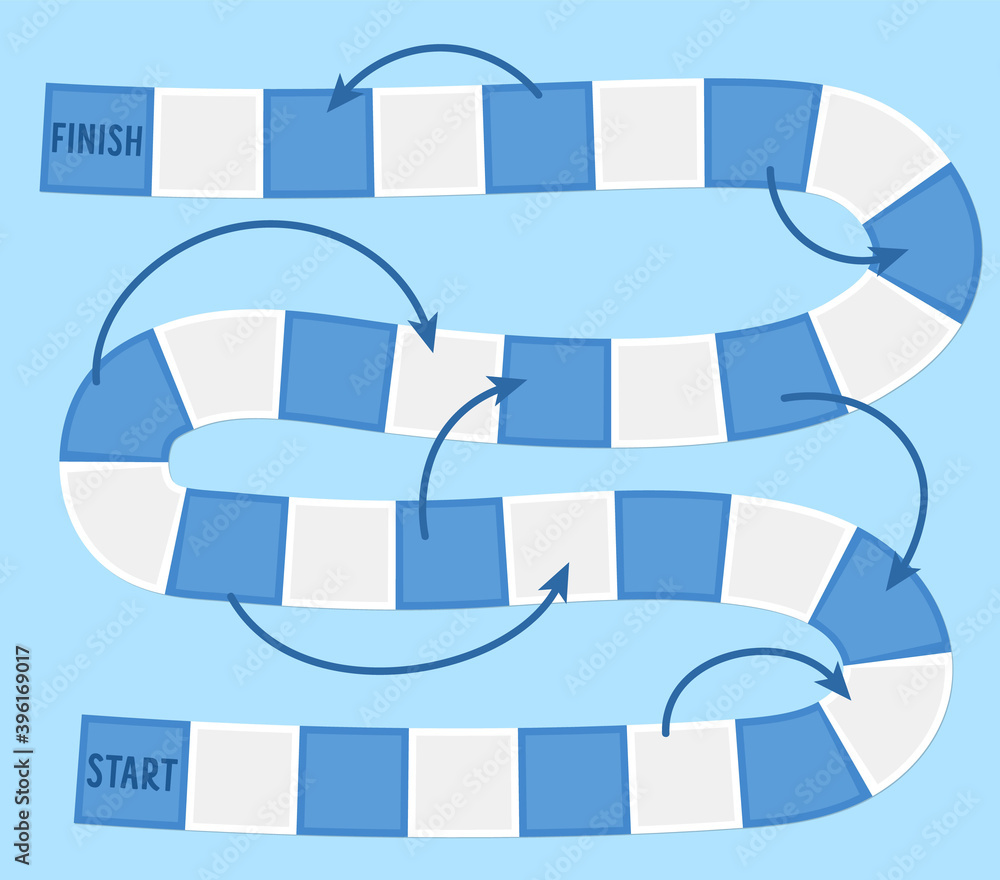 Vector boardgame template. Blank black and white board game isolated on