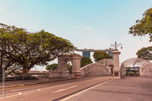 A view across the Anderson Bridge in Singapore, Asia photo