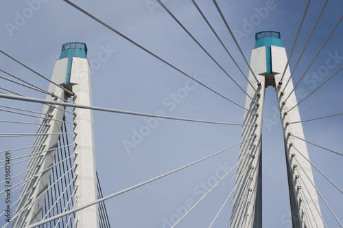Cable-stayed bridge against the blue sky