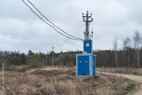 low-voltage transformer in the country, a new power line in the village