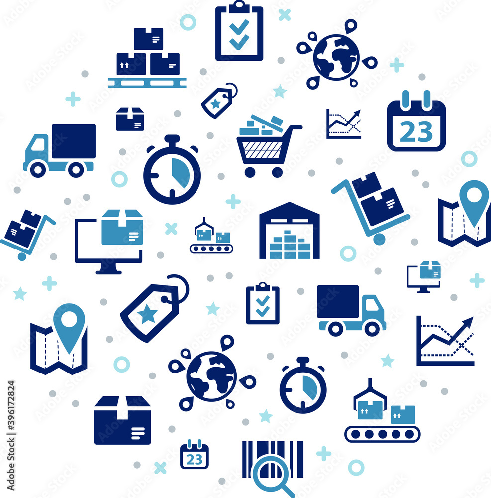 smart logistics / supply chain management vector illustration. Concept ...