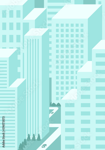 vector bird eye view perspective cityscape harmony color background