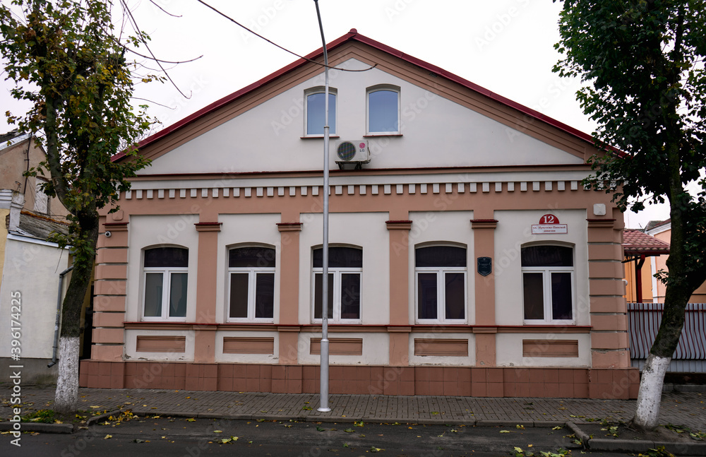 Obraz premium Landmark Historical jewish communitybuilding in old Karolin Pinsk Belarus October 20 2020