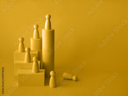 The concept of career growth and decline. Development and frustration. Symbol of progress and regression.