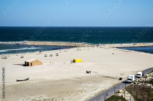 Modern beach in Constanta, Black sea. photo