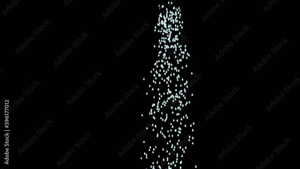 Animated narrow shower with flat vector drops on transparent background