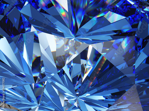 Blue topaz or diamond close-up. photo