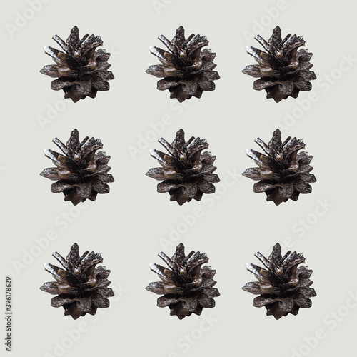 lots of pine cones on a white background pattern