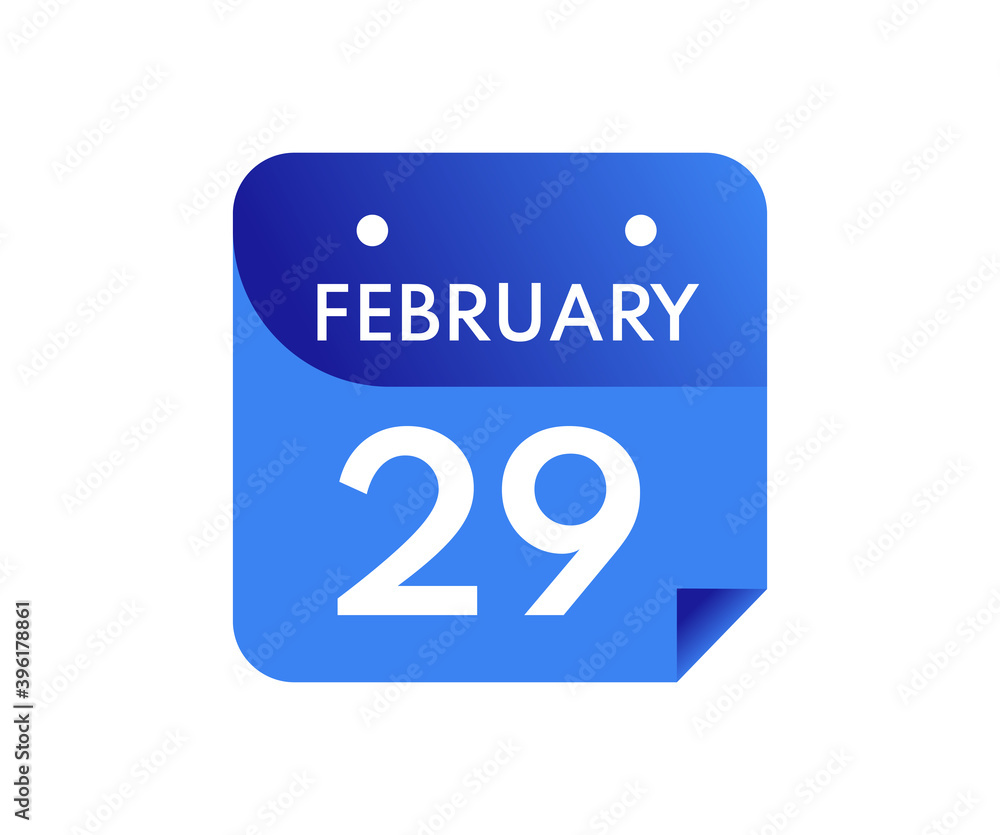 February 29 Date on a Single Day Calendar in Flat Style, 29 February calendar icon February 29 Date on a Single Day Calendar in Flat Style, 29 February calendar icon