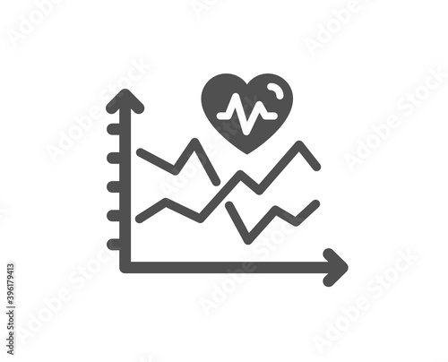 Cardio training chart icon. Fat burning statistics sign. Gym fit heartbeat symbol. Quality design element. Flat style cardio training icon. Editable stroke. Vector